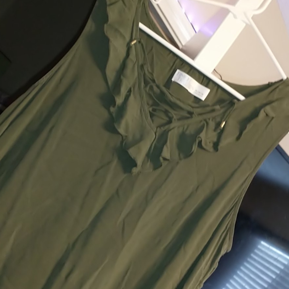 Olive ruffled spring dress